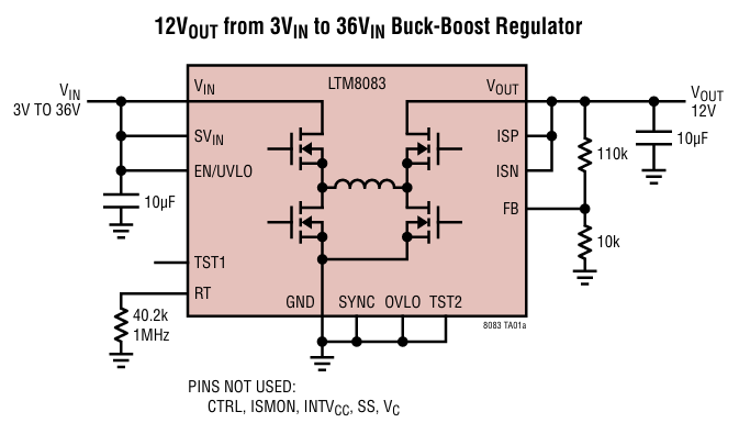 LTM8083 μModule降壓-升壓穩壓器：36V輸入、1.5A輸出的高效之選